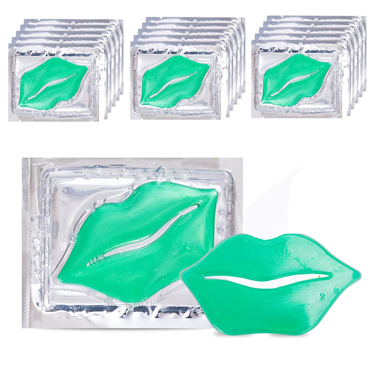 Veronni Green Tea Crystal Lip Masks - 30 Nourishing Lip Pads For Hydration And Firming