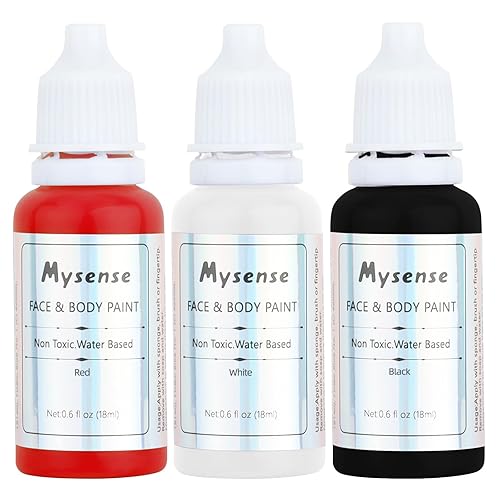 Mysense Red White Black Face Body Paint Kit - Washable Clown Makeup For Halloween Sfx Cosplay