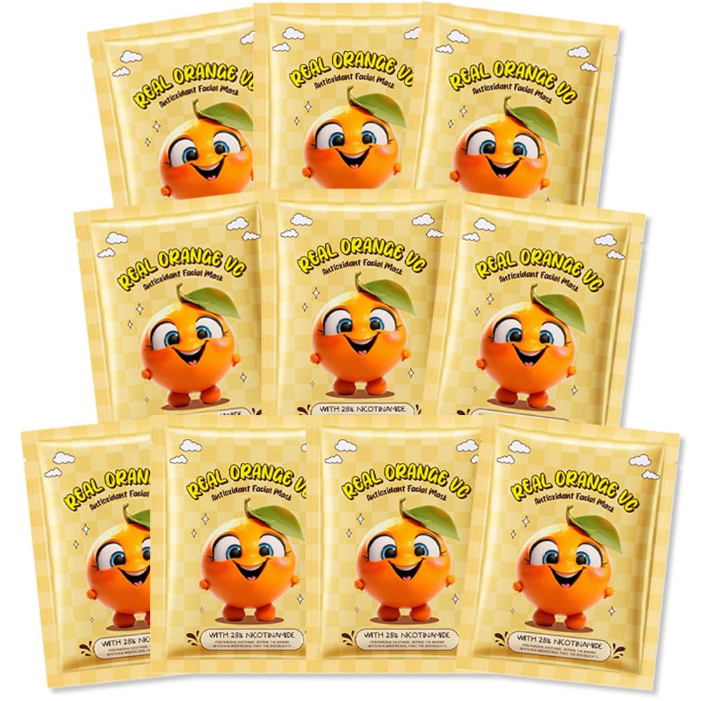 Kaely Vitamin C Face Masks For Kids, 10 Pack Sheet Masks For Spa Party & Gifts