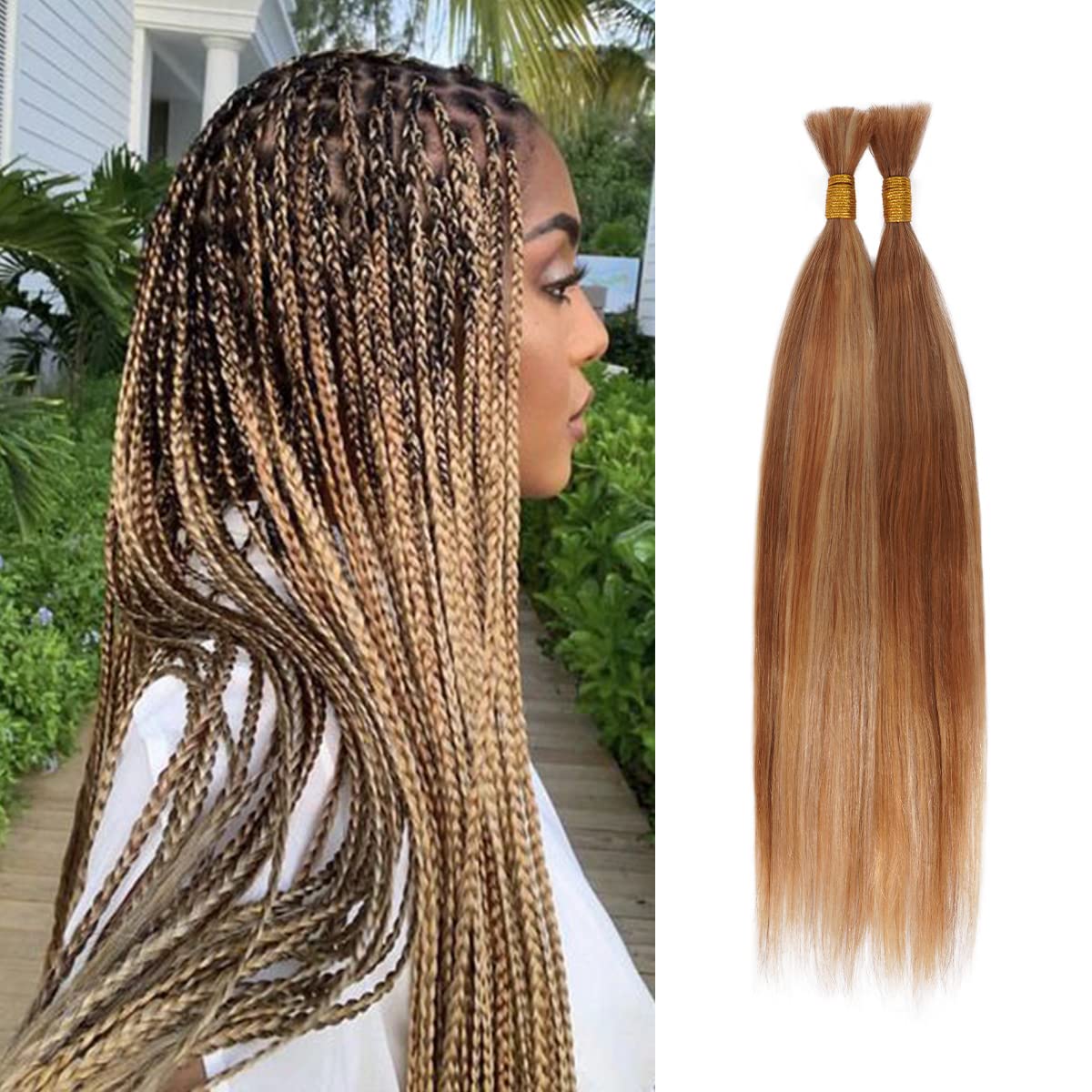 Glam21Usa Starlet 20&quot; Water Bulk Human Hair Braiding Extensions - 100G (2 Bundles)