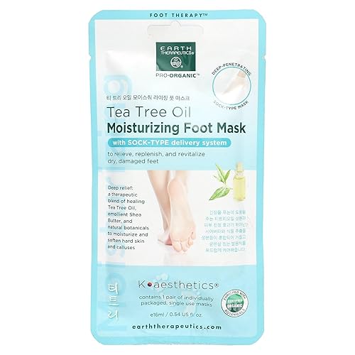 Earth Therapeutics Tea Tree Oil Moisturizing Foot Mask - 1 Count, Hydrating Treatment