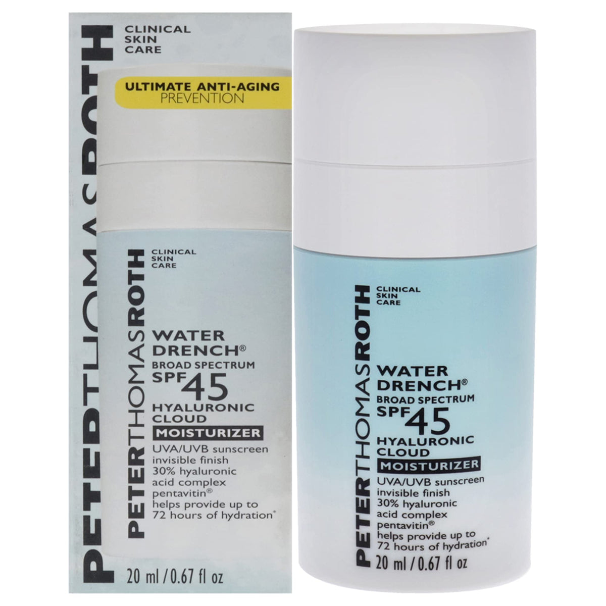 Peter Thomas Roth  Water Drench Broad Spectrum SPF 45 Hyaluronic Cloud Moisturizer  SPF Moisturizer for Face  Lightweight and 