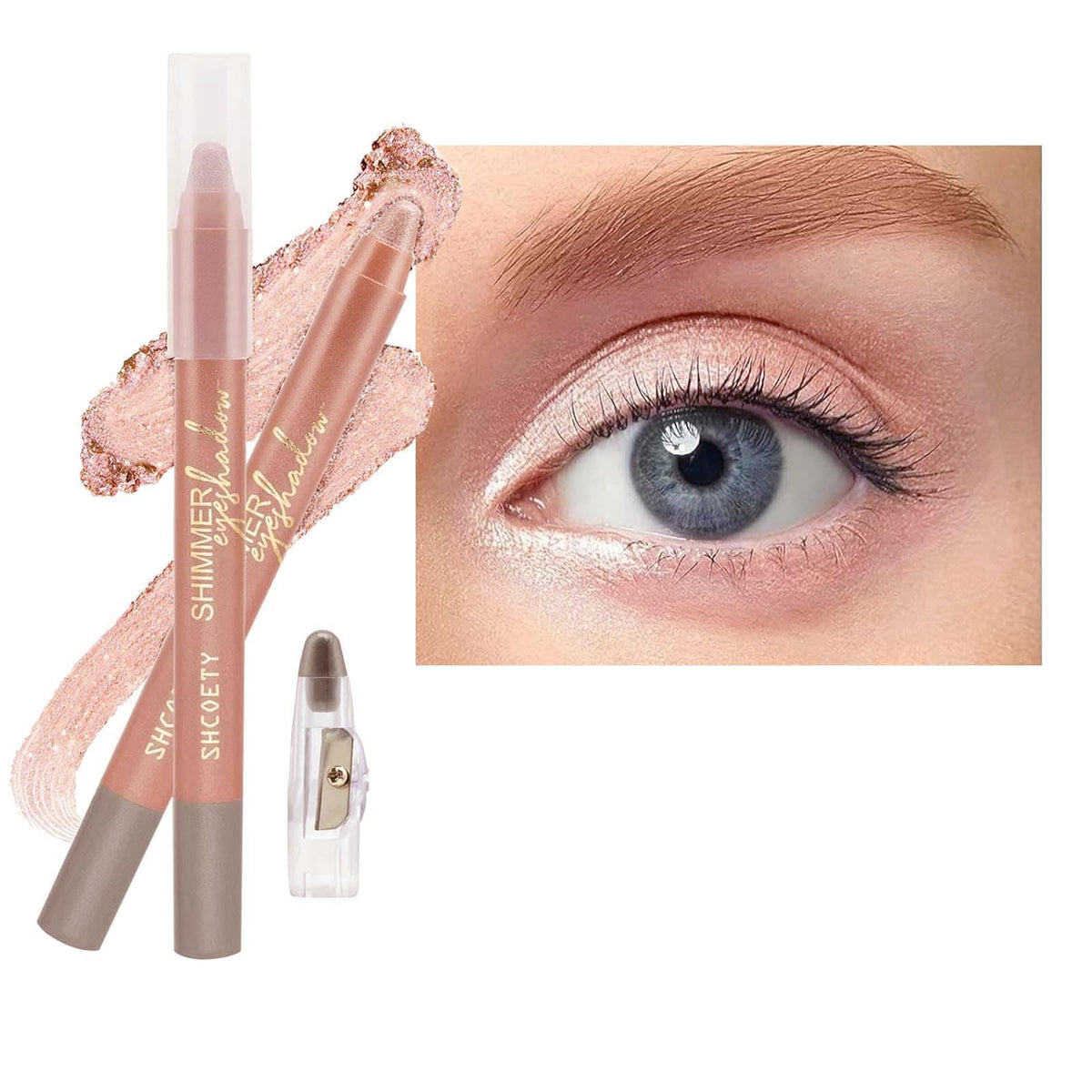 Daeuwiutr Rose Gold Eyeshadow Stick - Waterproof Shimmer Highlighter & Eye Brightener, 1 Count