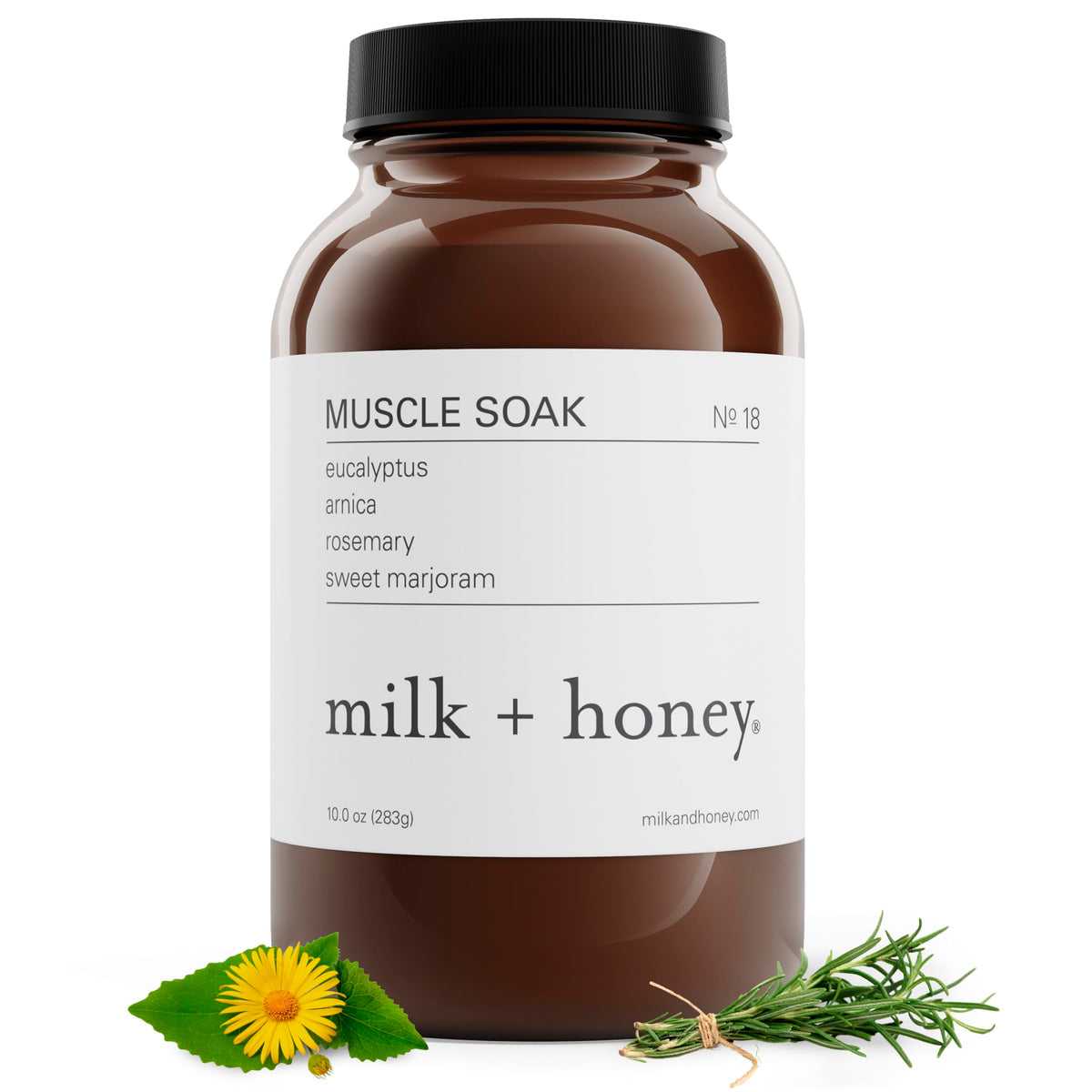 Milk + Honey Muscle And Bath Soak No. 18, Epsom Salt With Eucalyptus & Arnica, 10 Oz