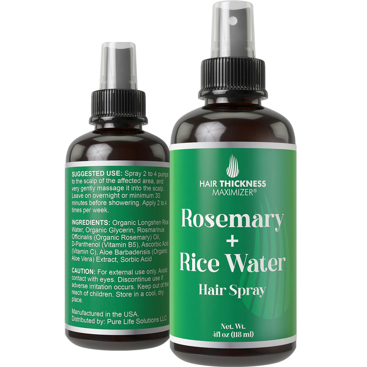 Hair Thickness Maximizer Rice Water & Rosemary Hair Growth Spray - 4Oz Vegan Scalp Treatment