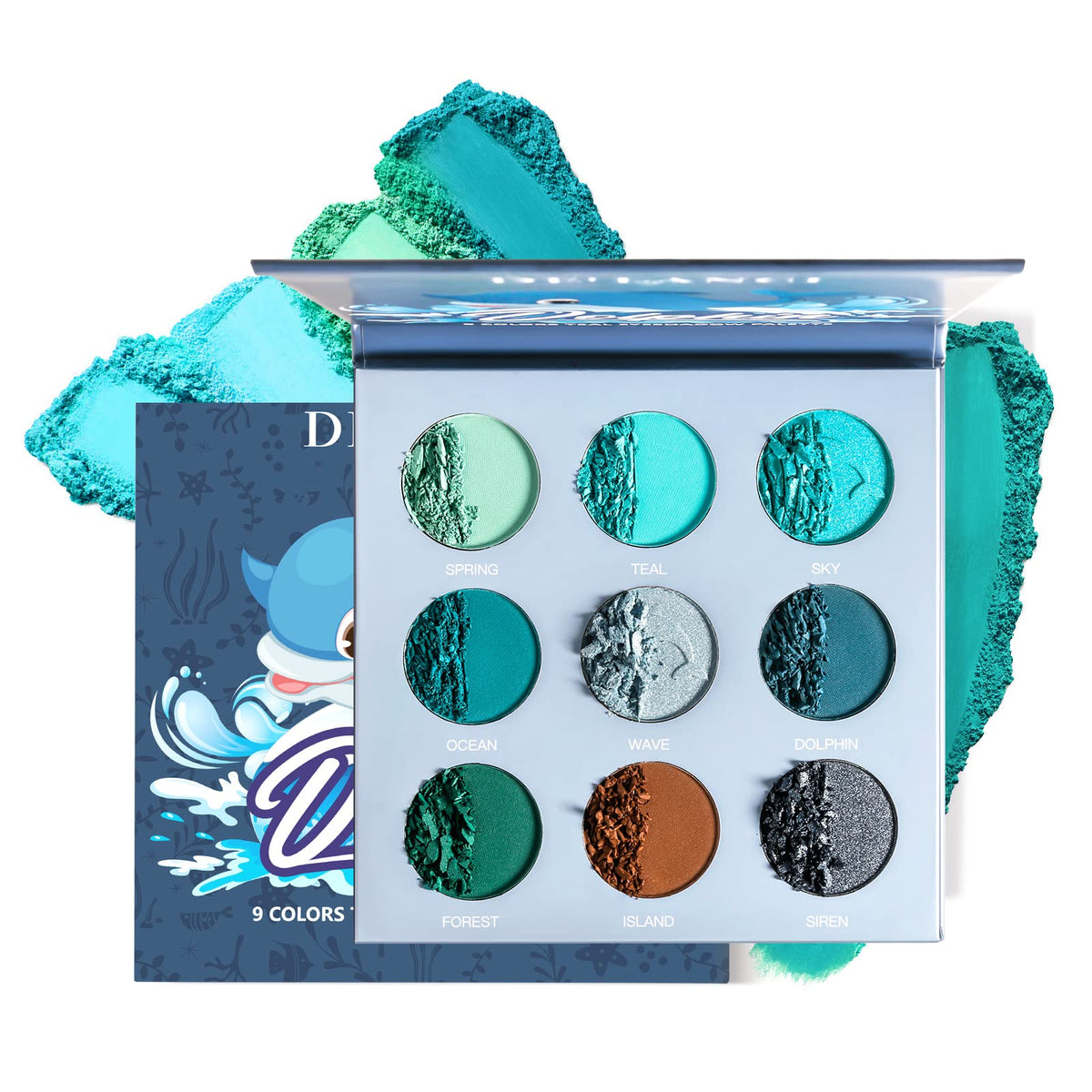 De’Lanci Blue Teal Eyeshadow Palette - 9 Shades Matte & Shimmer, Waterproof, Long Lasting