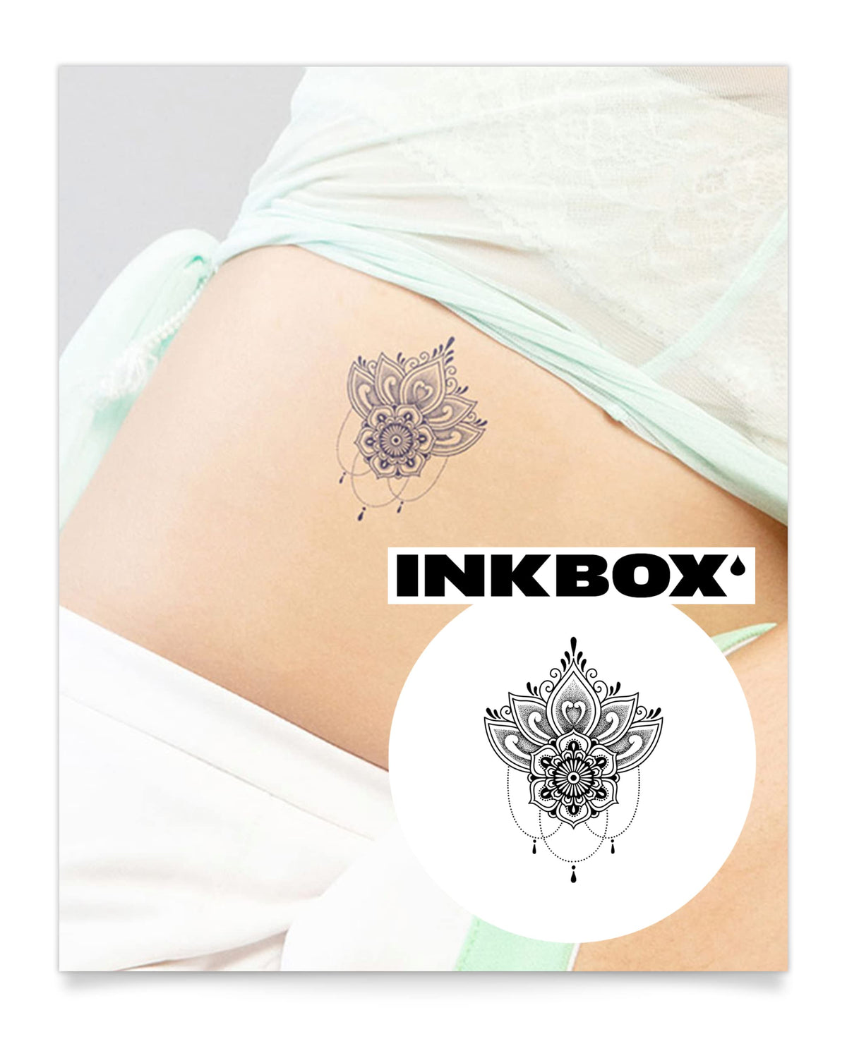 Inkbox Semi-Permanent Water-Resistant Temporary Tattoo, Diadema, 3X3 In, Lasts 1-2