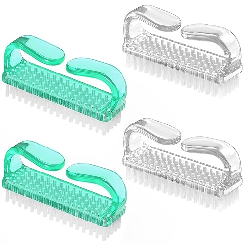 Larbois 4 Pack Handle Grip Nail Brush Set - Fingernail Cleaner & Pedicure Tool for Men & Women