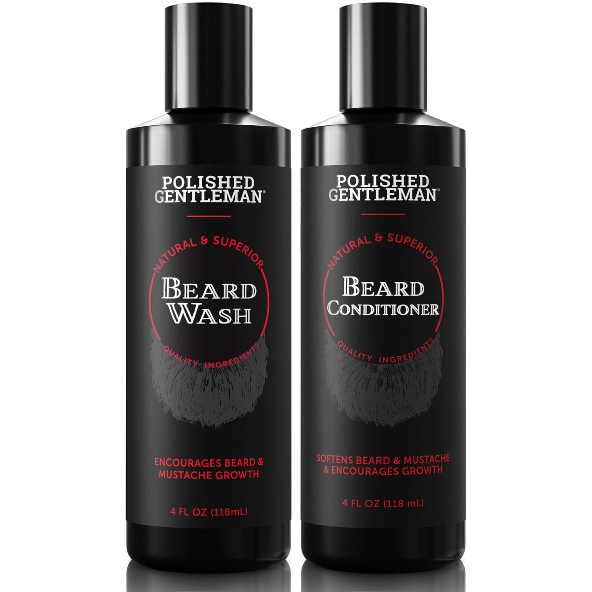 Polished Gentleman Beard Wash & Conditioner Set - Tea Tree, Paraben-Free, 4Oz (Pack Of 2)