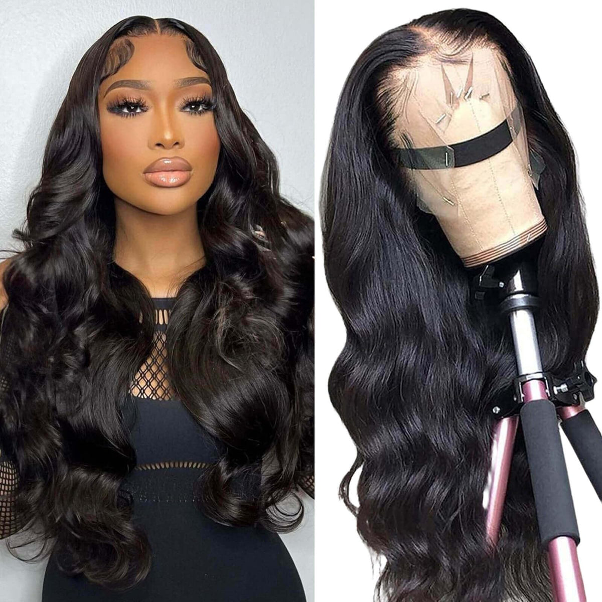 Gurvey 28&quot; Lace Front Wig Human Hair Body Wave 13X4 Hd Lace Pre Plucked With Baby Hair