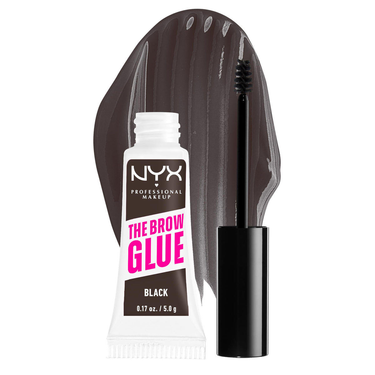 Nyx Professional Makeup The Brow Glue - Extreme Hold Tinted Eyebrow Gel, Black, 0.17 Oz