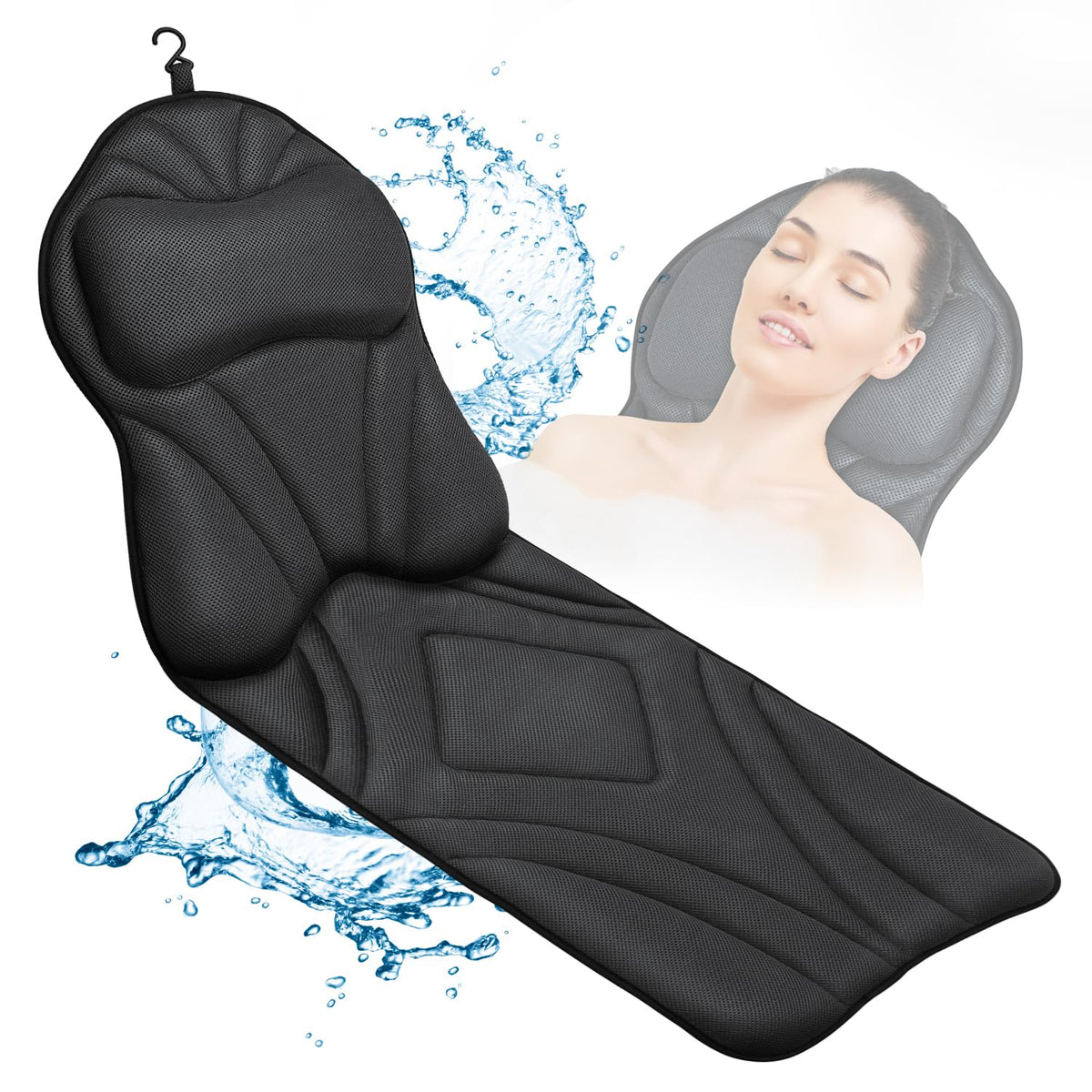 Snlewrtu Full Body Bath Pillow - Luxury Grey Bathtub Cushion With Laundry Bag For Spa Soaking