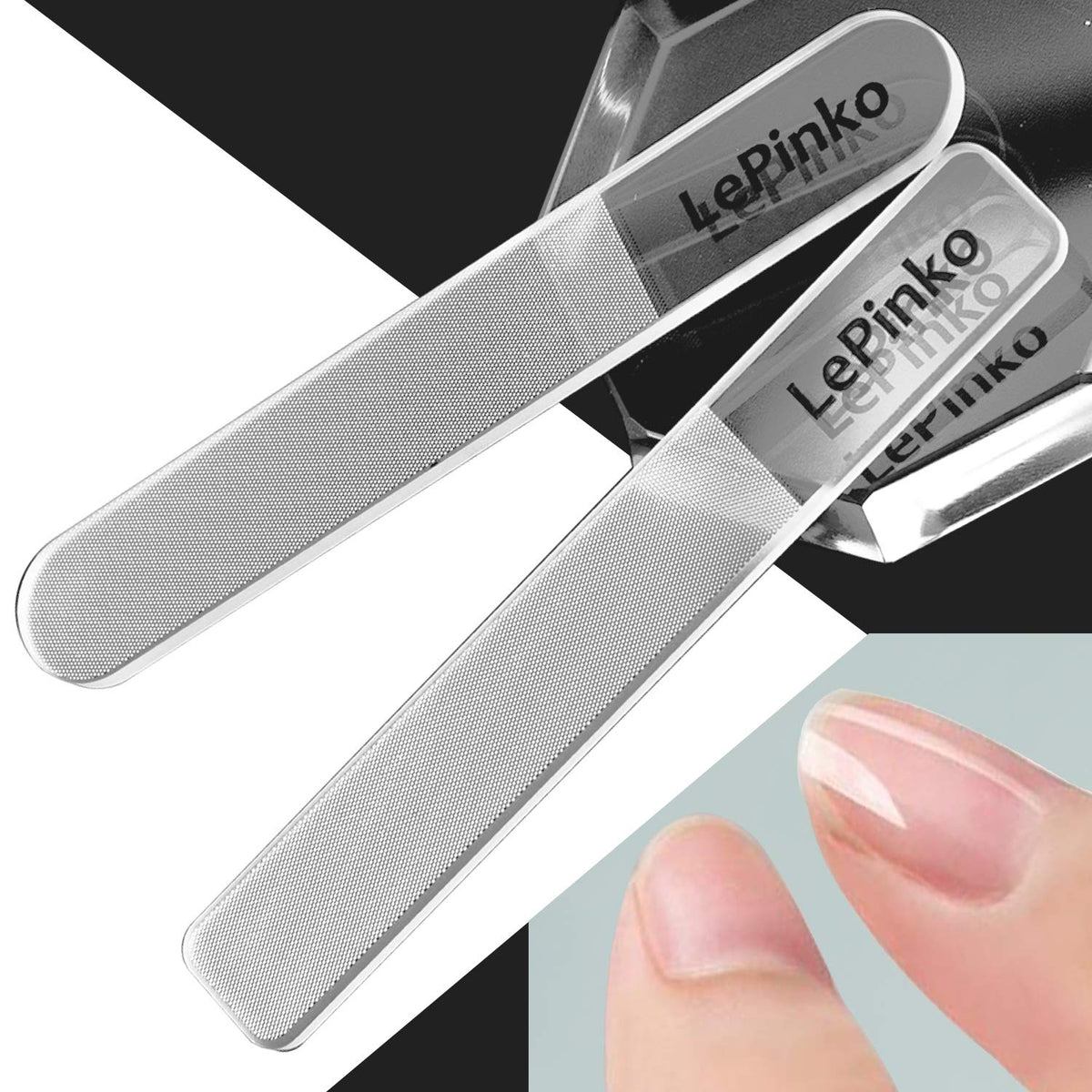 LePinko Nano Glass Nail Shiner Kit - 2 Pack Nail Buffer & Polishing Tools for Home & Salon Use