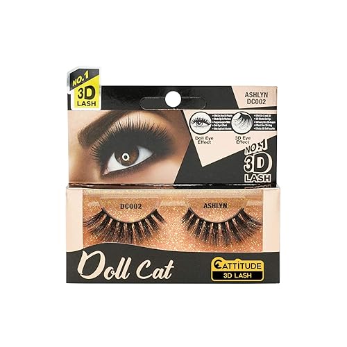 Ebin New York Ashlyn Doll Cat 3D Lashes - Black Synthetic Fibers, 1 Count Pack