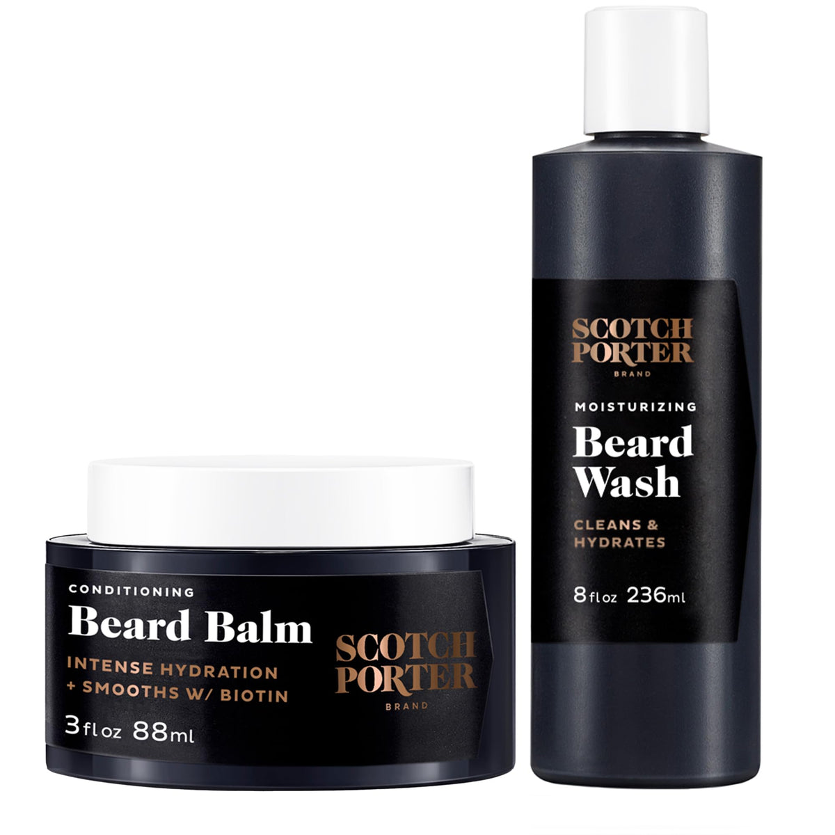 Scotch Porter Beard Balm & Wash Bundle - Moisturize, Cleanse & Promote Growth, 5.5 Fl Oz (2 Pack