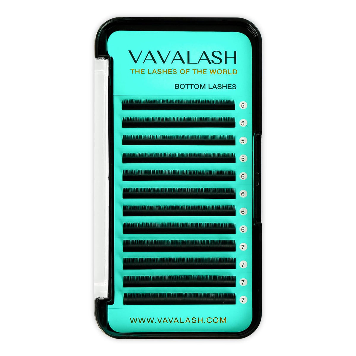 VAVALASH Bottom Lash Extensions 5/6/7mm - Natural Black PBT Silk Eyelash Extensions, 12 Pieces