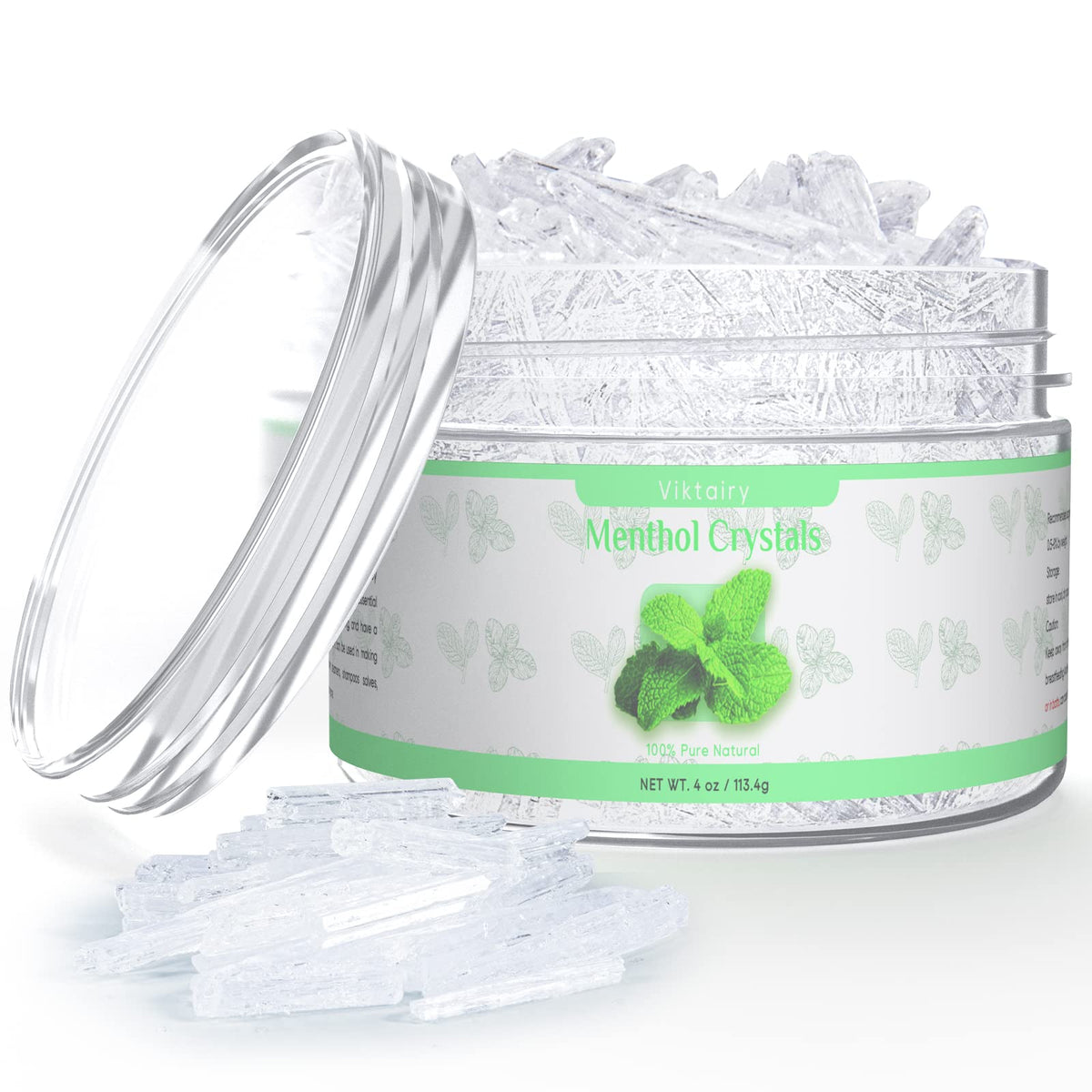 Viktairy 100% Pure Menthol Crystals 4 Oz - Organic Mint For Shower Steamers, Creams & Soaps