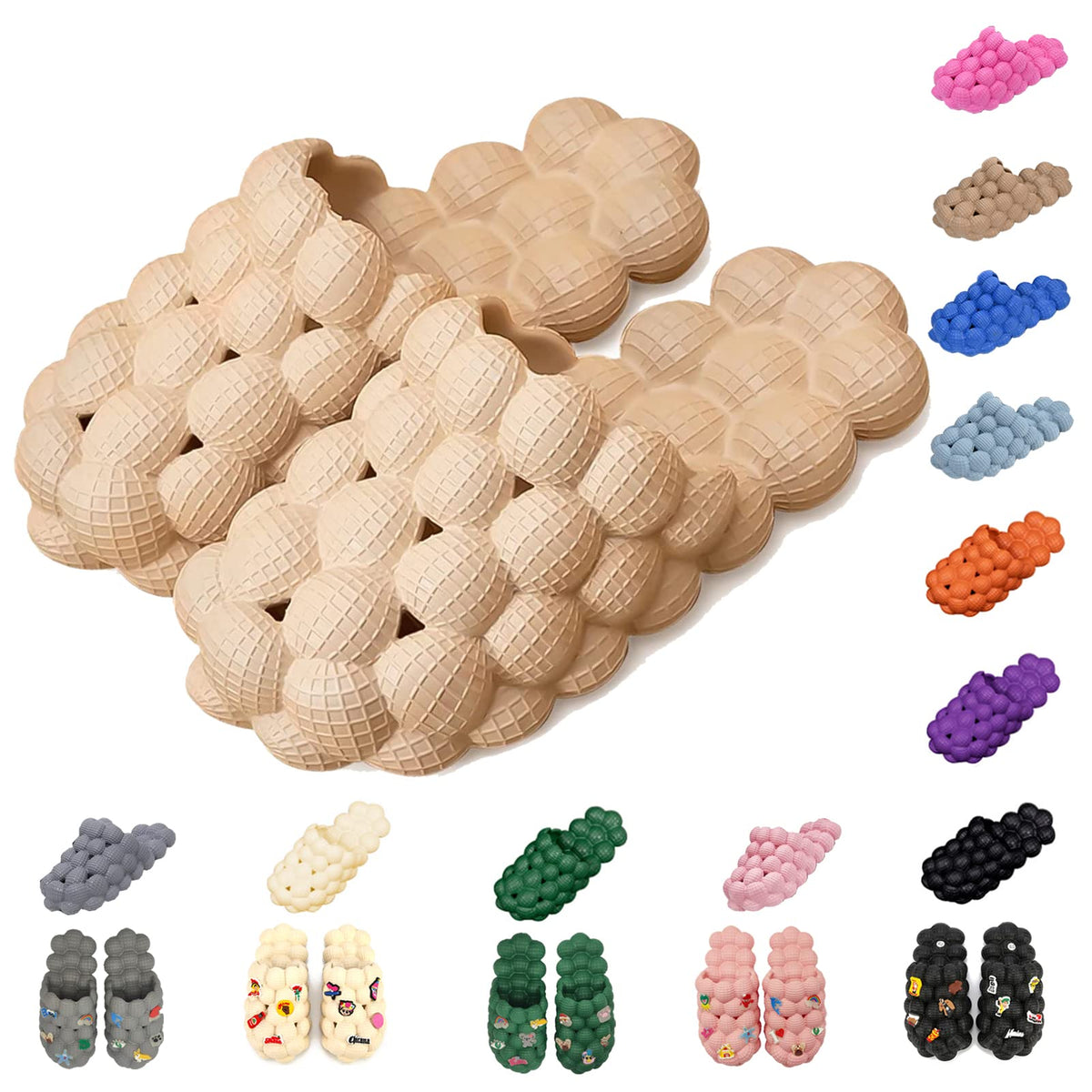 Aiminuo Bubble Slides Slippers For Men & Women, Cloud Cushion Massage Spa Sandals, Non-Slip