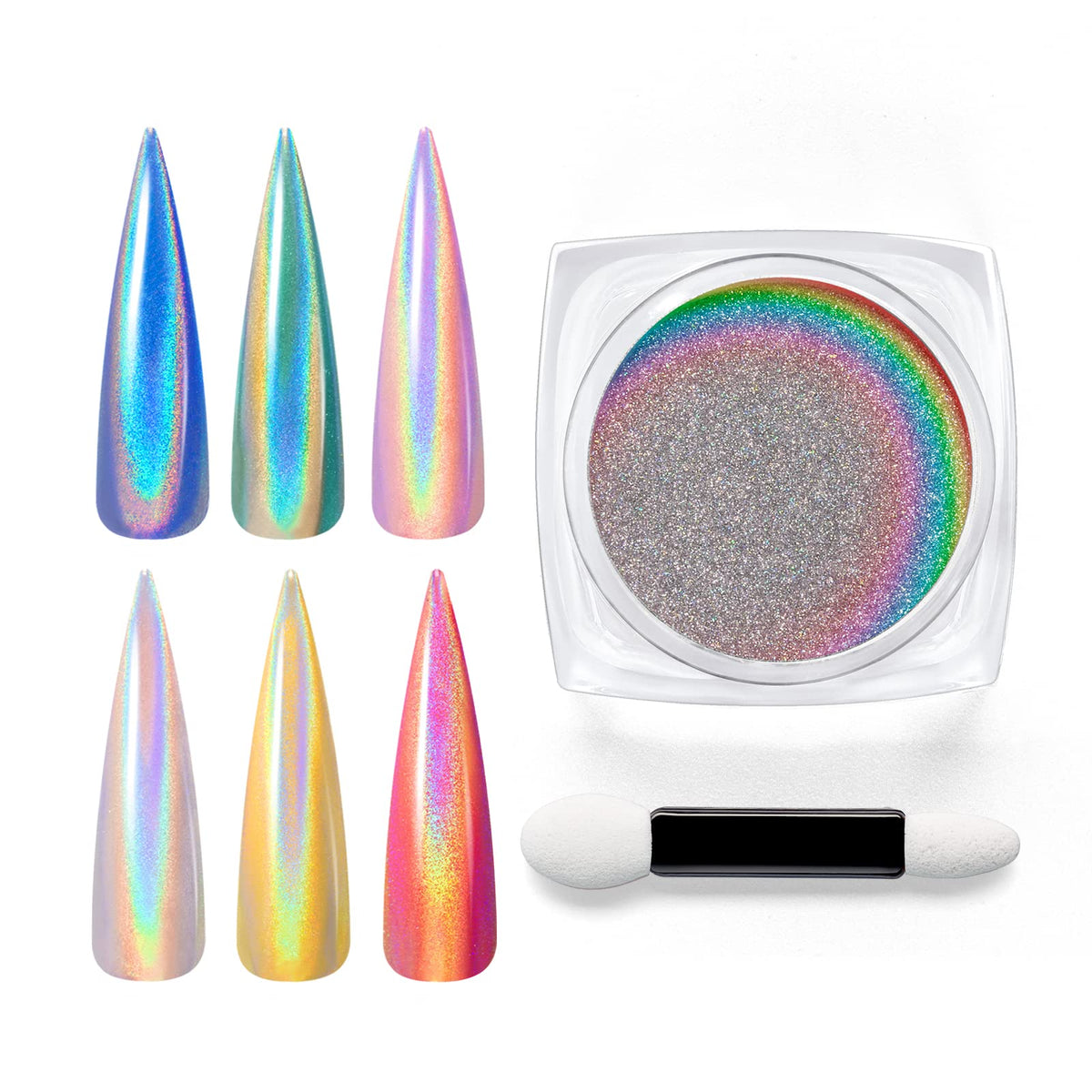 Beetles Holographic Nail Powder - Iridescent Glitter for Manicure Art, 0.04oz/1g