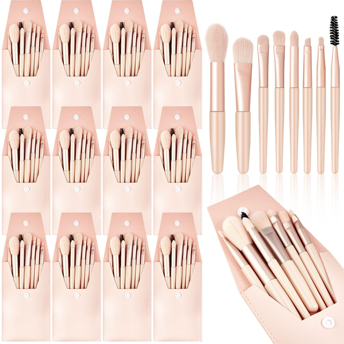 Tioncy 12 Sets Travel Makeup Brush Set - Synthetic Fibre Brushes For Bridal Shower & Bachelorette Party