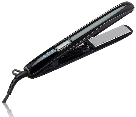 Neuro Titanium Flat Iron, 1&quot; Adjustable Heat For Straightening & Curling, Black