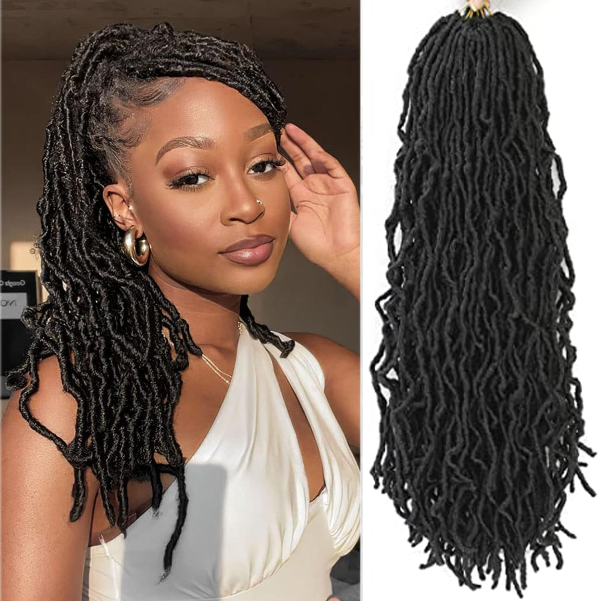 FALEMEI 6 Packs Soft Locs Crochet Hair 18 Inch Pre Looped Faux Locs for Black Women - Color 1