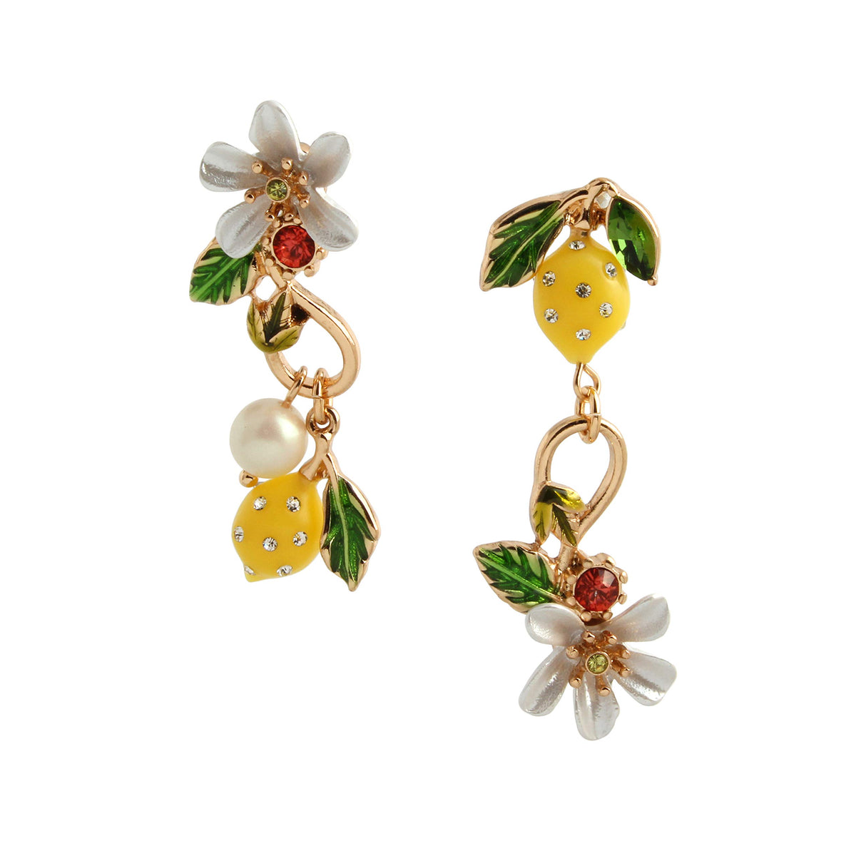 Betsey Johnson Yellow Lemon Mismatched Earrings - One Size Non-Precious Metal Jewelry