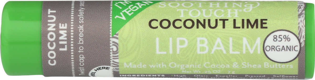 Soothing Touch Organic Coconut Lime Lip Balm, 0.25 Oz - Soothing Moisture For Lips