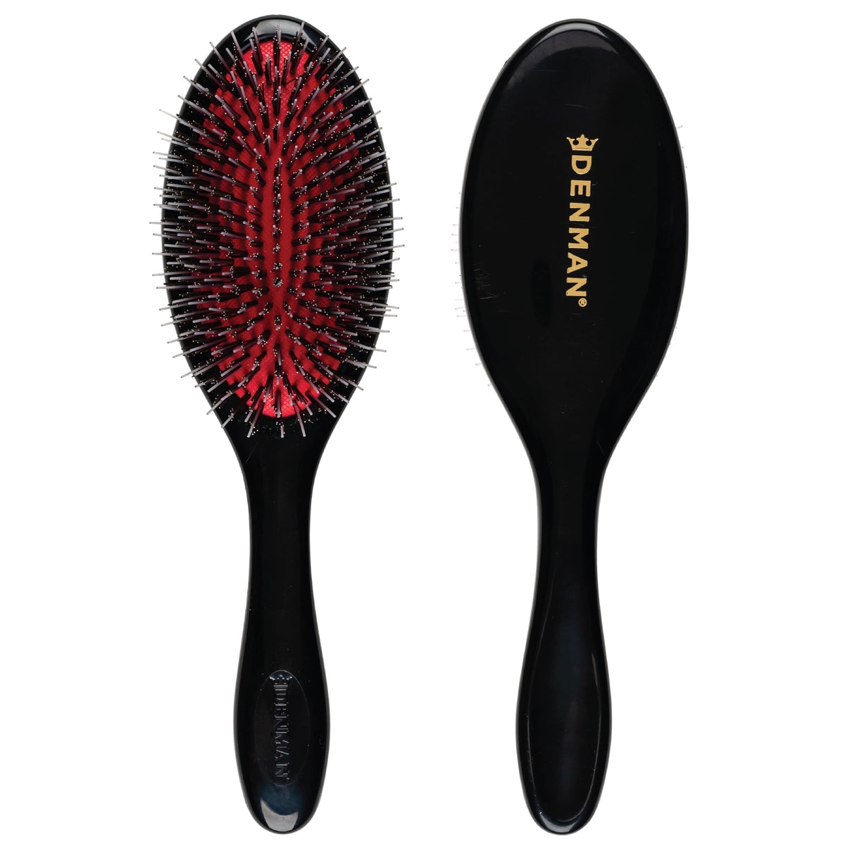 Denman D81M Style And Shine Hair Brush - Soft Nylon Boar Bristles For Sleek Smoothing, Red