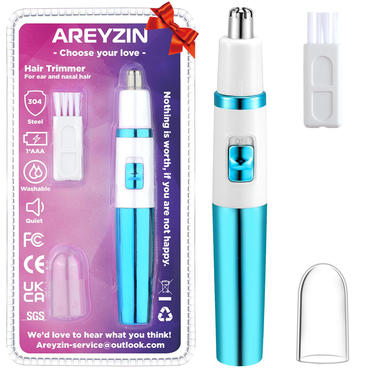 Areyzin Women'S Waterproof Nose Hair Trimmer - Compact, Powerful, Easy To Clean, Stainless Steel