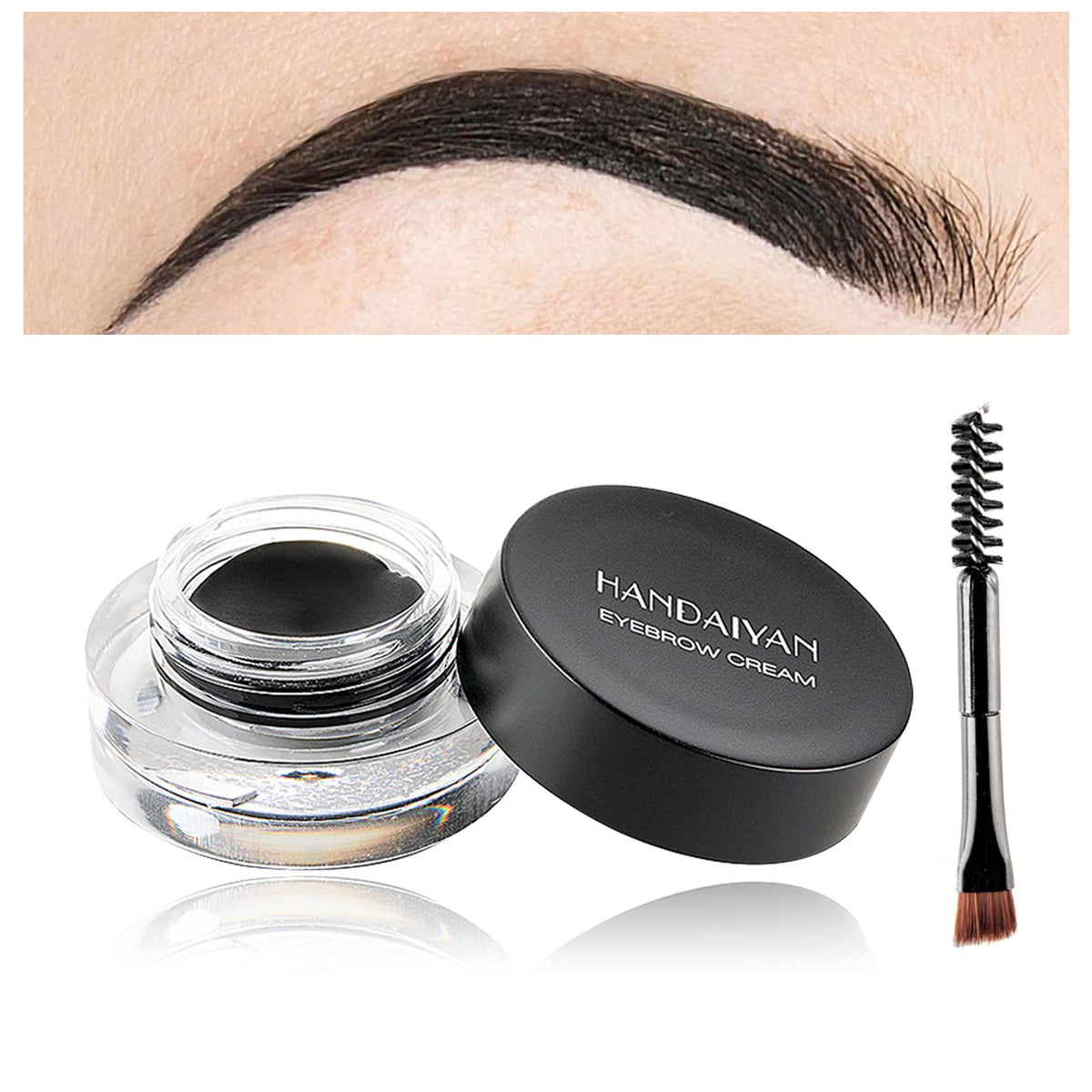 Xingxyuel Eyebrow Pomade Cream - Waterproof Brow Gel With Brush, Black, 0.04 Ounce