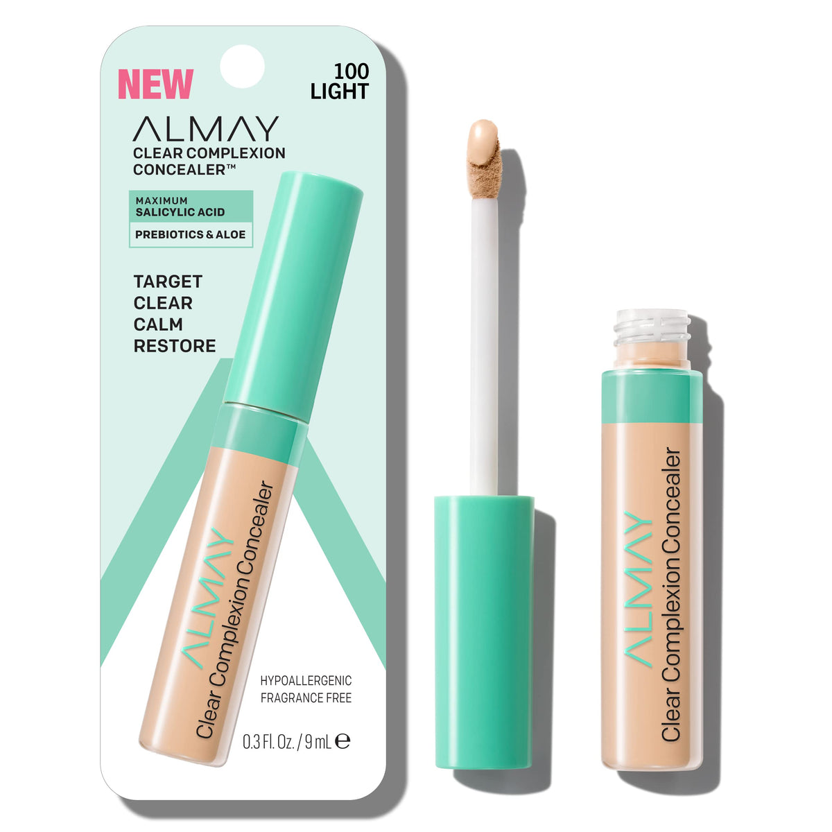 Almay Clear Complexion Acne Treatment Concealer, Lightweight, Hypoallergenic, 100 Light, 0.3 Fl Oz