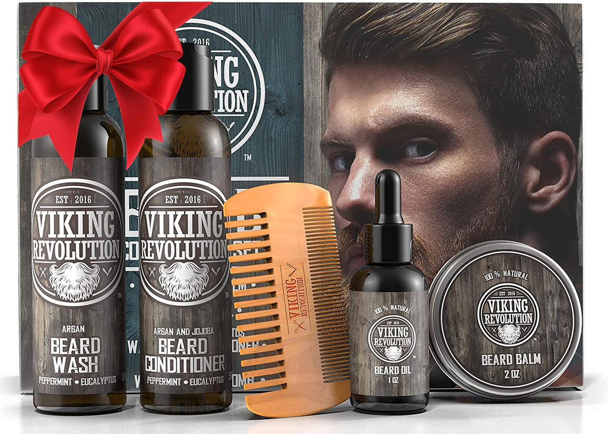 Viking Revolution Ultimate Beard Care Kit - 5 Piece Set With Wash, Conditioner, Oil, Balm, Comb