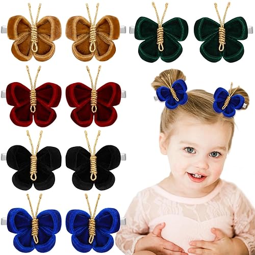 OAOLEER 10PCS Velvet Butterfly Hair Clips - 2&quot; Bow Pins for Girls, Women, Halloween Decor