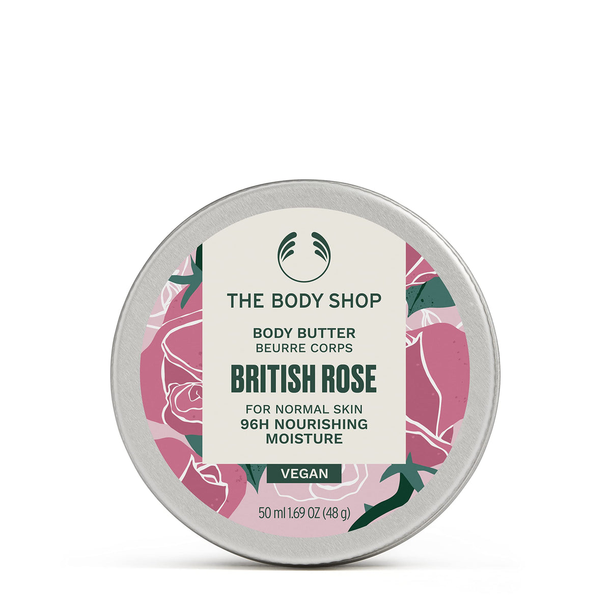 The Body Shop British Rose Body Butter - Vegan Moisturizer For Normal Skin, 1.69 Oz