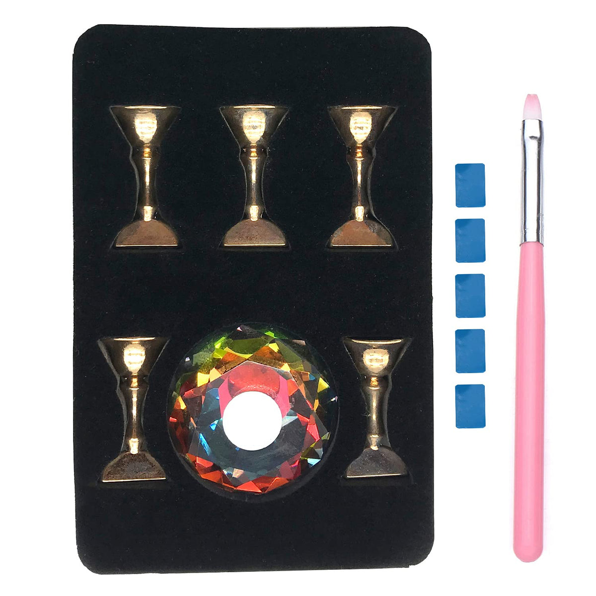 Fshanee Nail Tips Holder Stand With Adhesive Putty, Magnetic Display For Nail Art - Colorful Base