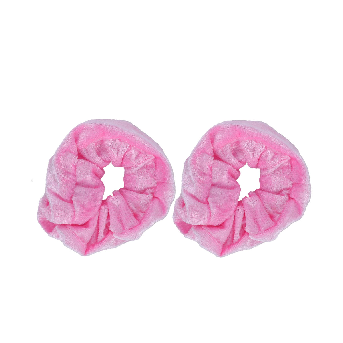 Motique Accessories Velvet Solid Scrunchies - Set of 2 Light Pink Hair Ties for Women