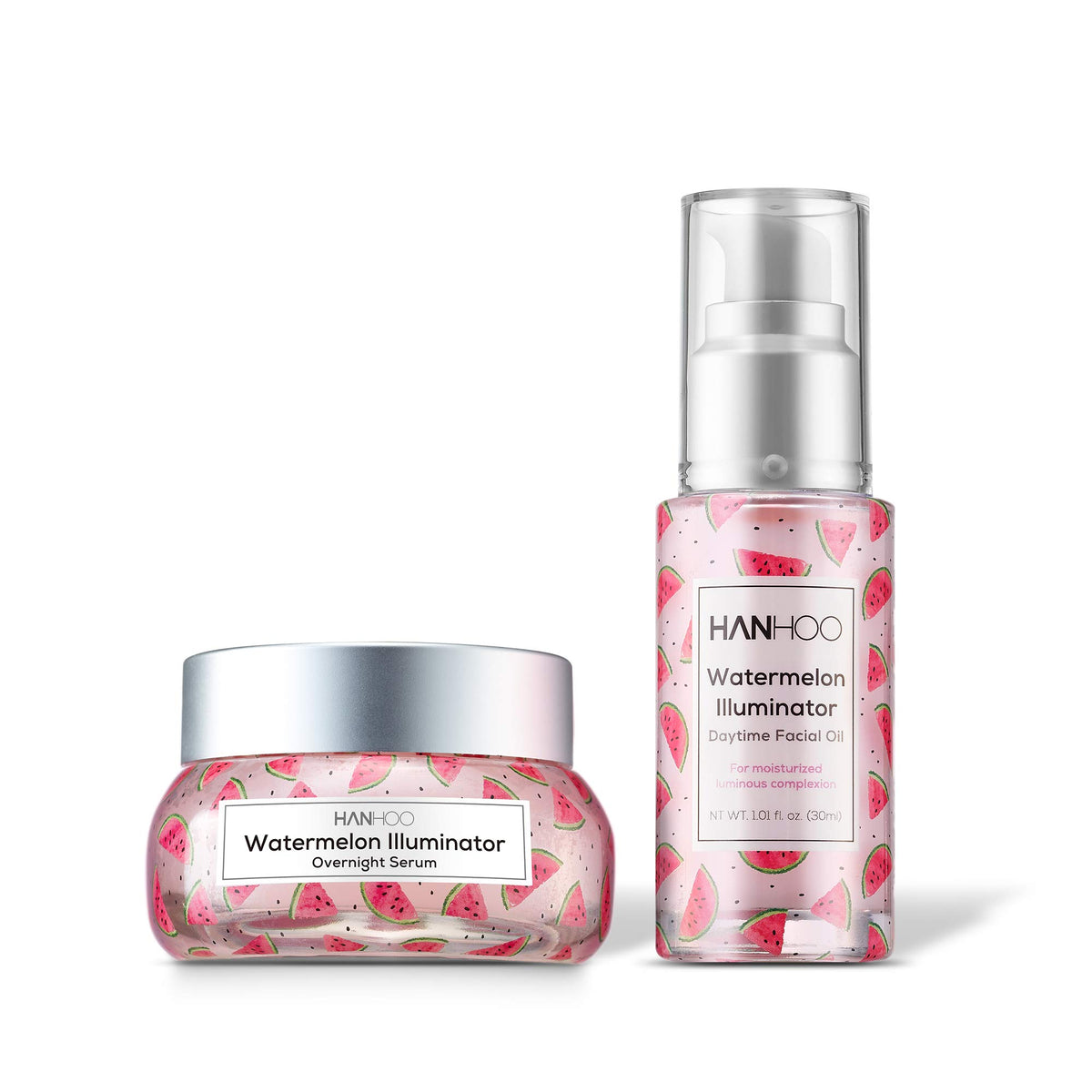 Hanhoo Watermelon Illuminator Set - Daytime Facial Oil & Overnight Serum For Glowing Skin