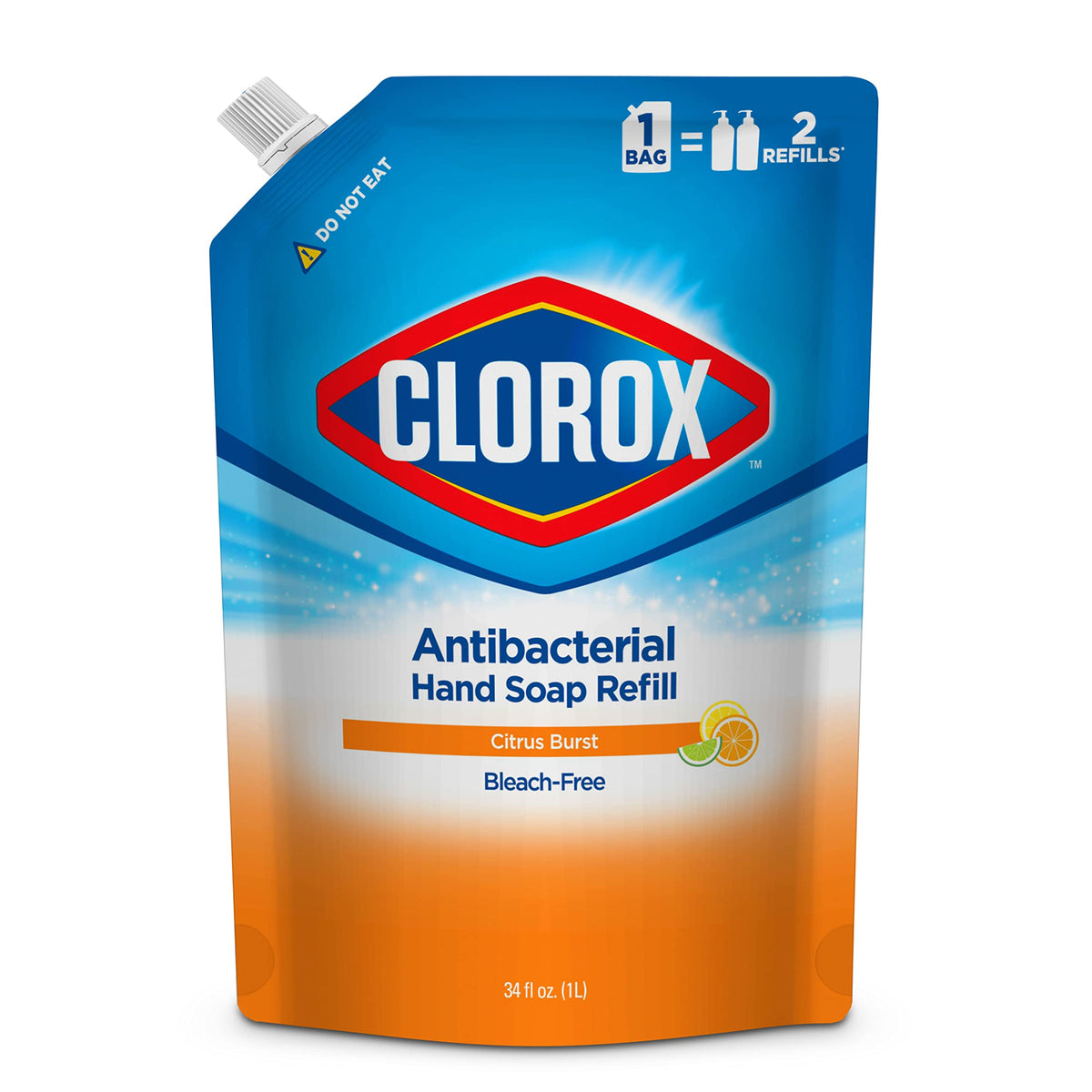 Clorox Antibacterial Liquid Hand Soap Refill, 34Oz Citrus Burst, Kills Germs & Bacteria