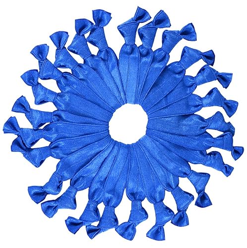 Cyndibands Royal Blue Ribbon Hair Ties - 25 Pack Elastic Fabric Ponytail Holders