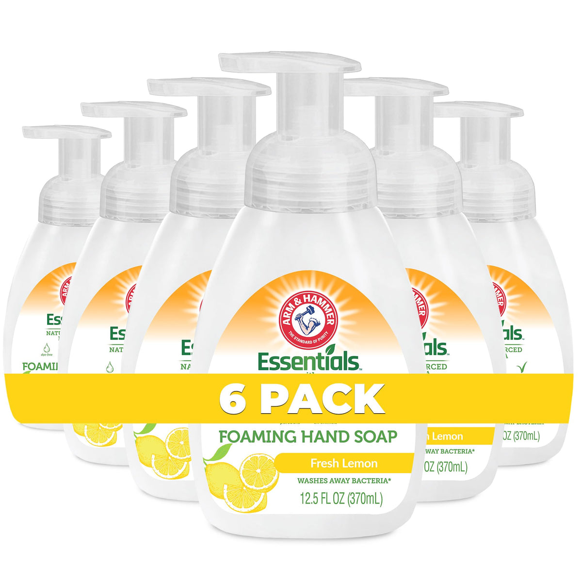 Arm & Hammer Foaming Hand Soap 6 Pack - Fresh Lemon Scent With Aloe Vera, 12.5 Fl Oz