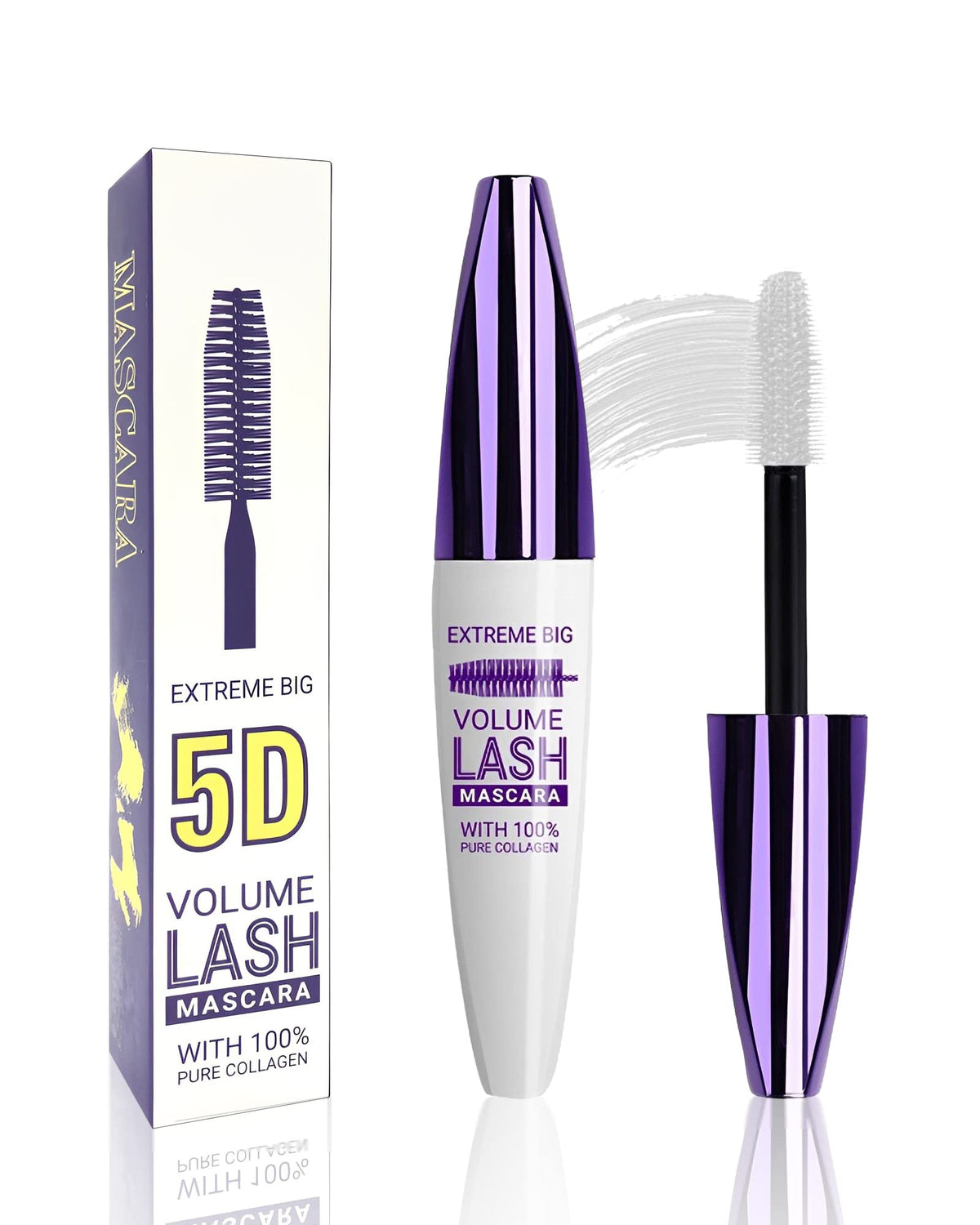 Lysdefeu 5D White Waterproof Mascara - Volume, Length, Curling, Colorful Eyelashes, 0.