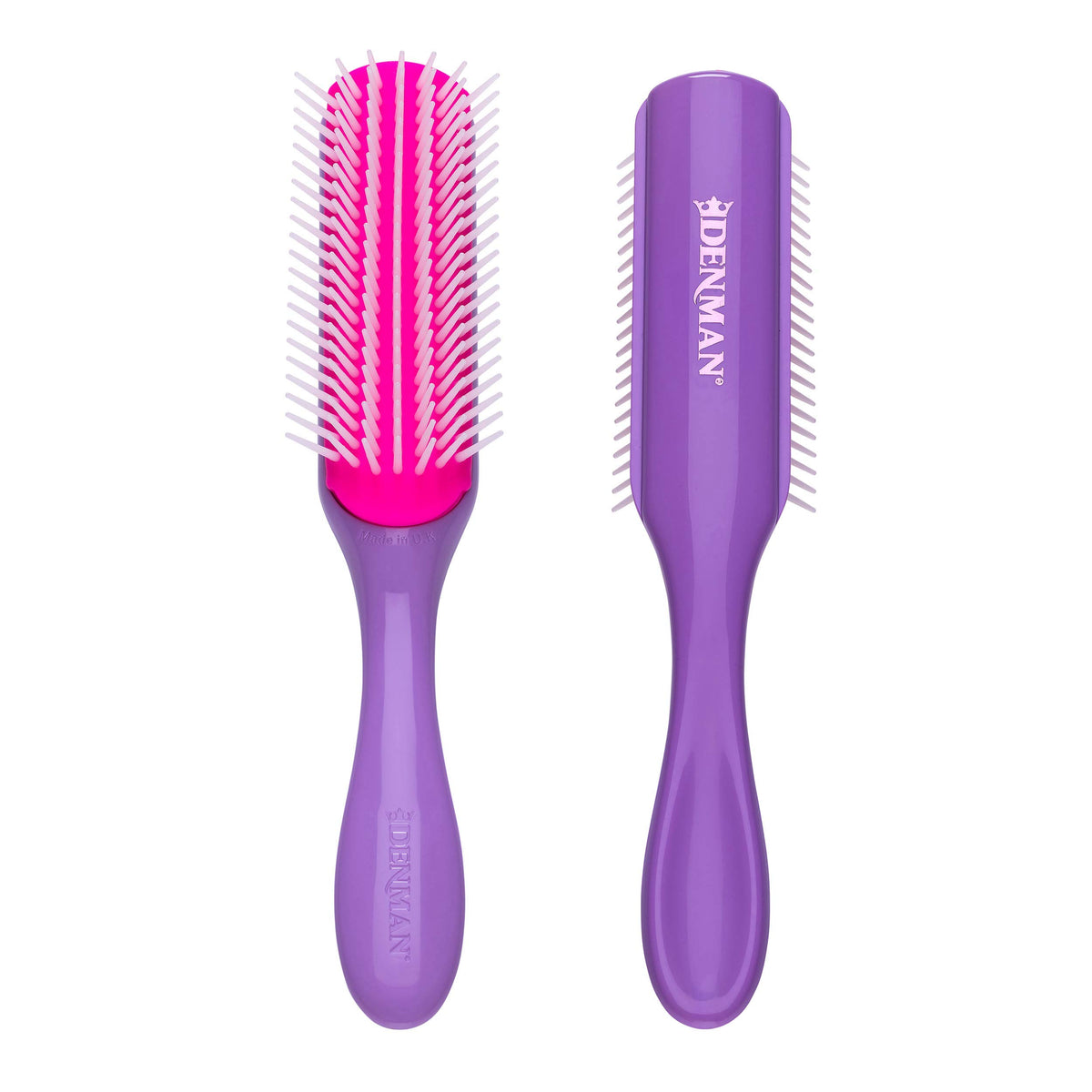 Denman D3 Curly Hair Brush - 7 Row Detangling & Styling Brush For Curls - Purple