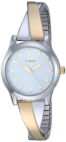 Timex Women'S Two-Tone Crisscross Stretch Bangle 25Mm Expansion Band Watch