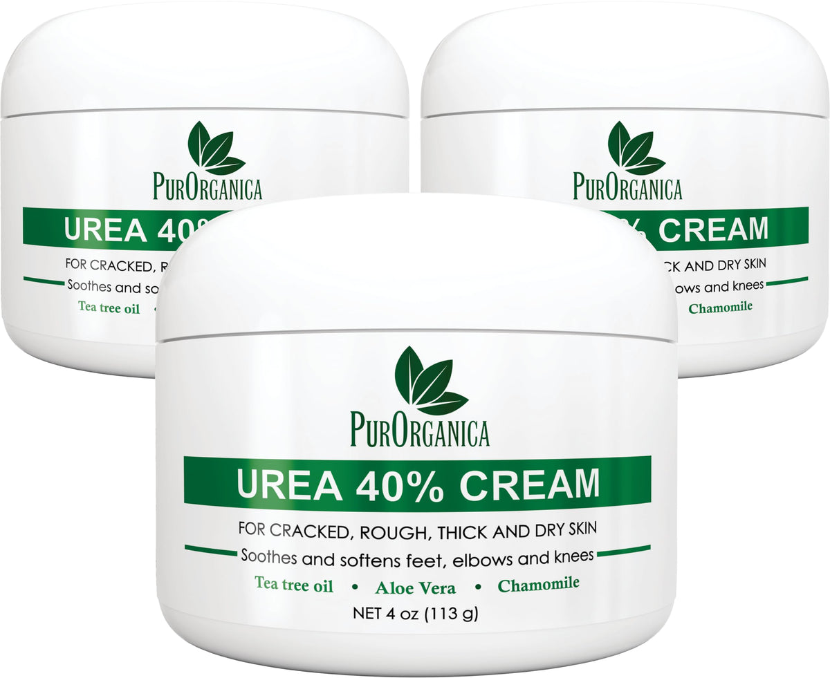 Purorganica Urea 40% Cream - Moisturizing Foot & Skin Repair - 3 Pack, 4 Ounce Each