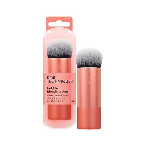 Real Techniques Bubble Blending Makeup Brush - Vegan Synthetic Bristles For Liquid & Cream Products