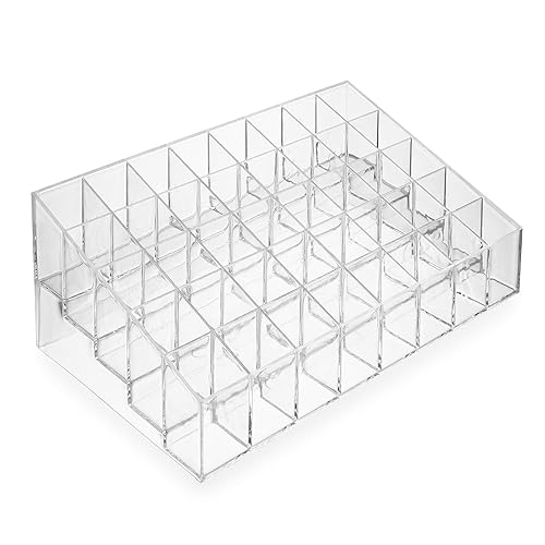 Casafield 40 Slot Acrylic Lipstick Organizer - Clear Makeup Display Case for Cosmetics