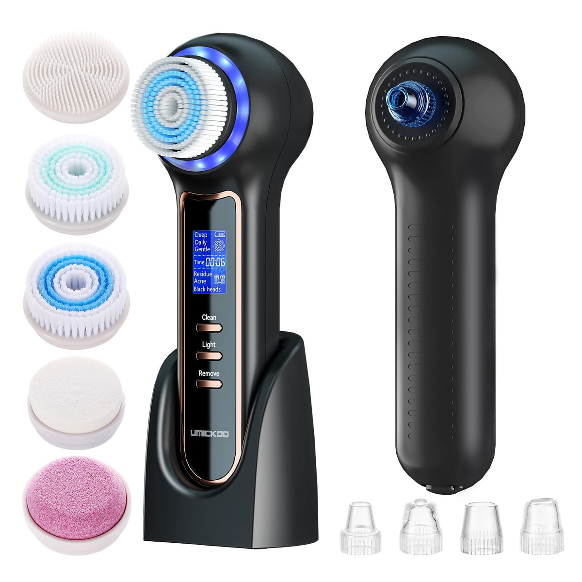 Umickoo Face Scrubber Exfoliator - Lcd Rechargeable Cleansing Brush, Waterproof, Blackhead Remover