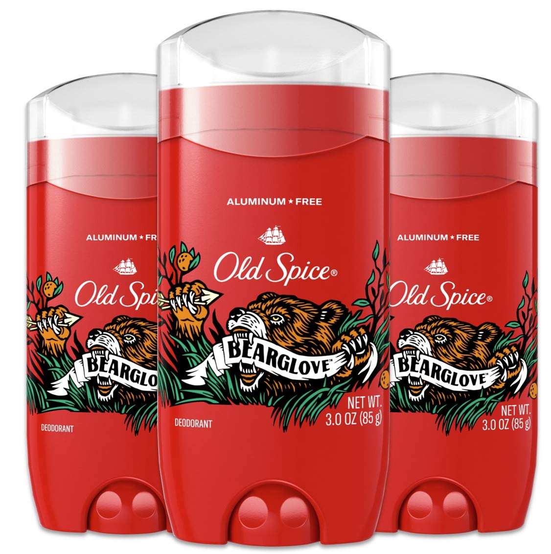 Old Spice Aluminum Free Deodorant For Men, Bearglove Scent, 48 Hour Protection, 3 Pack