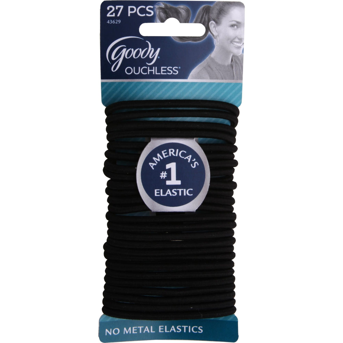 Goody Ouchless Thick Elastic Hair Ties, Black, 27 Count (Pack Of 2)